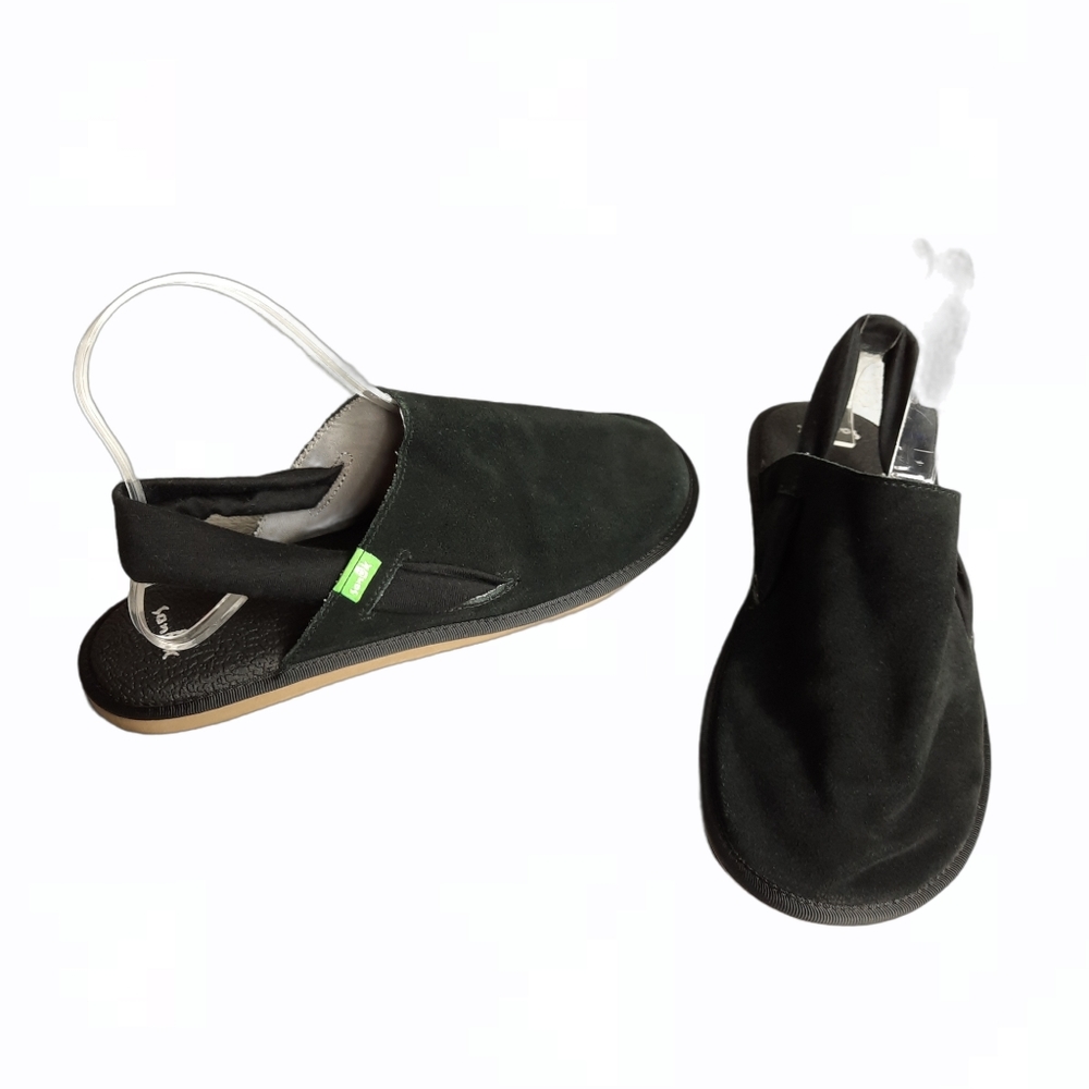 Sanuk Yoga Sling Cruz Suede Leather Sandal Black 9
